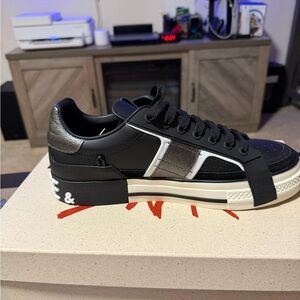 Dolce & Gabbana Black and Silver Sneakers Sleek Design
